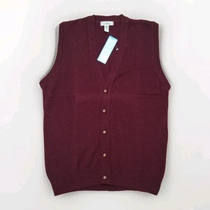 Vintage L.L. Bean Cardigan Sweater Vest Mens Medium Burgandy NEW Deadstock - Picture 1 of 22
