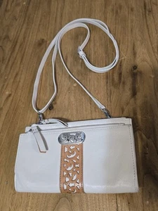 Brighton Callie Cut Out Gypsy Cream/Tan Leather Clutch Crossbody Bag - Picture 1 of 16