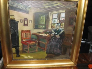 Ölgemälde antik Inteririour Ane Marie Hansen 1852-1941Egedal Lexikon    A.M H - Bild 1 von 6