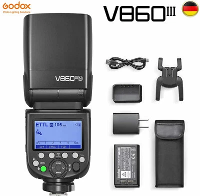 Godox V860III-N TTL HSS Akku Blitz Blitzgerät mit LED Licht für Nikon Kamera - Bild 1 von 4