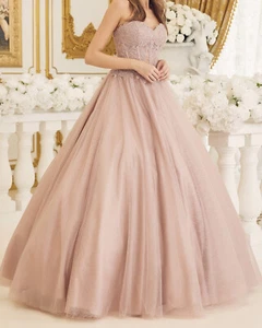 Pink Quinceanera Dresses Ball Gown Applique Sleeveless Floor Length Sweet 16 - Picture 1 of 7