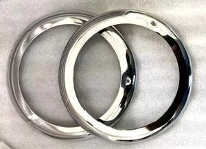 Suitable Willy Jeeps 46-53 CJ 2A CJ 3A Headlight Outer Bezel Chrome Plated Pair - Foto 1 di 3
