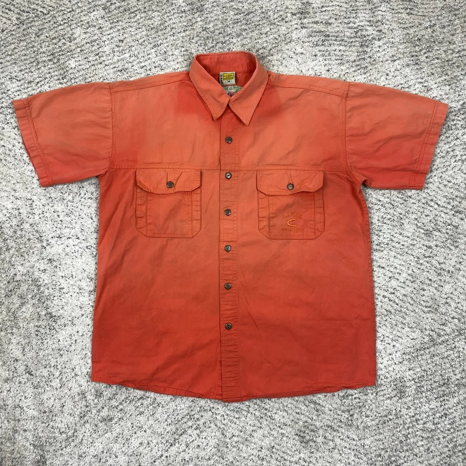 Camel Adventure Wear Shirt Mens Medium Short Sleeve Pockets Tropical World Faded - Image 1 of 4