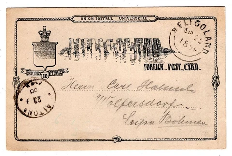 Helgoland Ga P6 Bedarfskarte Nach Bohemia Postmarked (T3566 Cover
