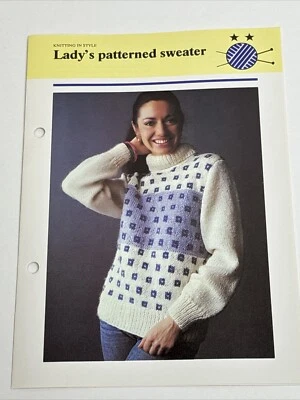 Lady's Patterned Sweater Knitting Pattern Card - Image 1 of 4