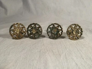 Vintage 4er Set Messingguss Knöpfe 1 & 5/16 Zoll breit komplett mit Befestigungsschraube - Bild 1 von 5