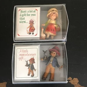 2 Vtg 1983 Bradford Novelty Christmas Ornaments in box - Picture 1 of 13