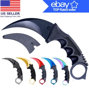 TACTICAL COMBAT KARAMBIT NECK KNIFE Survival Hunting BOWIE Fixed Blade w/ SHEATH - Picture 1 of 14