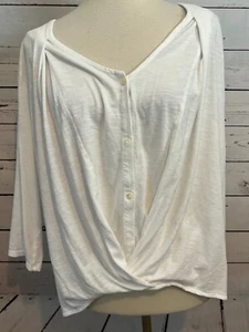 Pure Jill Blouse wrap shirt large Button White J.Jill Tunic Top Beach Rayon - Picture 1 of 10