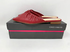 Vince Camuto Pressen Women 6 Leather Slip On Mule Shoe Red Ruched Pointed Toe