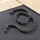 Collier chaîne maillon de corde en acier inoxydable noir pour hommes garçons 8 mm 24 pouces cadeaux XAMS