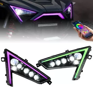 2x ATV UTV LED Headlights RGB OEM 2414538 2414539 For Polaris RZR Pro XP 2020-24 - Picture 1 of 19