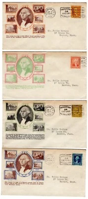 #704-15 Washington Bicentennial Set/12 1932 First Day Covers  Planty #17 Edgerly - Image 1 of 3