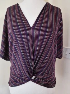 New Look Mehrfarbig Gestreiftes Glitzer Top Größe 8 - Bild 1 von 5