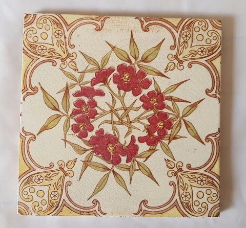 STRIKING pilkington  SYMMETRICAL FLORAL THEME 6 INCH TILE Cover