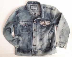 Denim Jean Jacket American Flag Patriotic USA July 4th Red White Blue Partisan - Picture 1 of 21