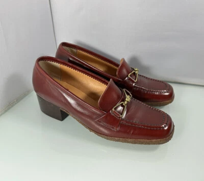 Vintage Etienne Aigner Burgundy Red Leather Block Heal Loafers Shoes Size 5.5 B - Image 1 of 4