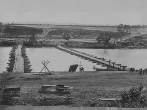 Pontoon bridge, Across the Rappahannock by Timothy H O'Sullivan Giclee Art Print - Picture 1 of 3