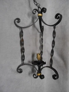 Lustre en fer forgé Vintage 60 cm H totale - Photo 1/7