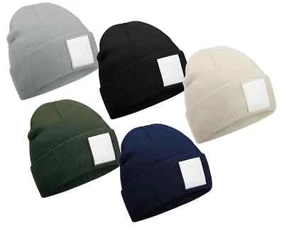 Bonnet En Tricot À Patches En Appliqué En Polyester Recyclé Beechfield - Photo 1/2