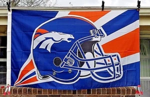 Licensed NFL Denver Bronco Flag 3X5 Polyester Helmet Football Banner - Picture 1 of 4