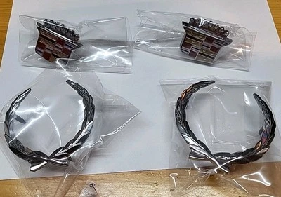 OEM Original NEW NOS 80-92 Cadillac CHROME Wreath & Crest Roof Ornament Emblems - Image 1 of 4