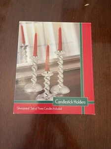 Set Of 3 Silver Plated Candlestick Holders - Picture 1 of 1