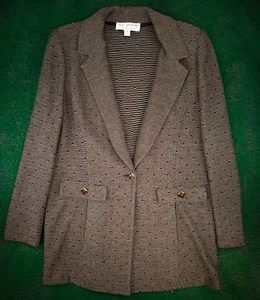 Chaqueta para mujer St John Couture talla 10 color tostado negro a rayas - Imagen 1 de 7