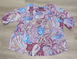 Avenue Paisley Print Chiffon Peasant Top Shirt Boho Festival Size 30/32 4X - Picture 1 of 7