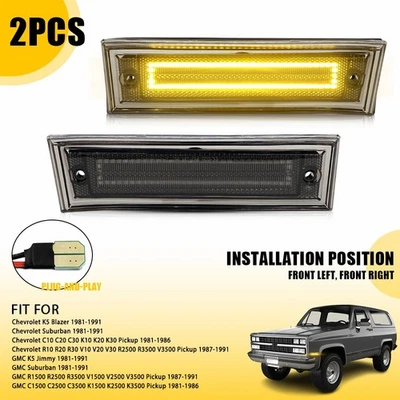 2 желтых светодиодных передних габаритных фонаря для Chevrolet R2500 R3500 V3500 1987-1991 годов выпуска - Изображение 1 из 4