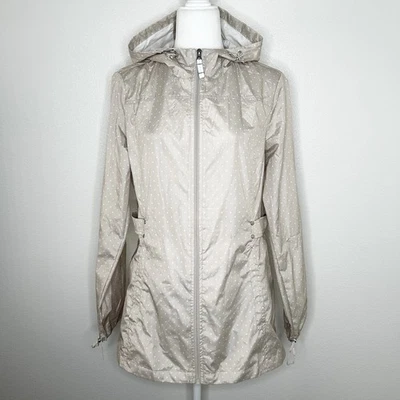 Jones New York Womens Beige Polka Dot Light Zip-Up Rain Jacket Size M EUC - Image 1 of 4