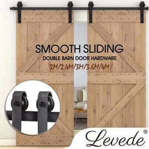 Levede Sliding Barn Double Door Hardware Track Roller Kit 2.4/3/3.6/4M Classic - Picture 1 of 79