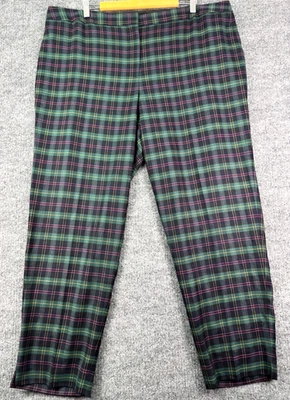 Talbots Plus Size Women's 20W Hampshire Ankle Wool Blend Slacks Green Plaid NWOT - Image 1 of 4