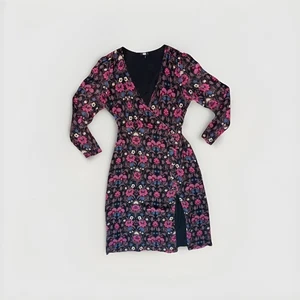 Vestido Paige Floral Estilo Envolvente Forrado de Seda con Cinturón Cintura Dicho XL - Imagen 1 de 3