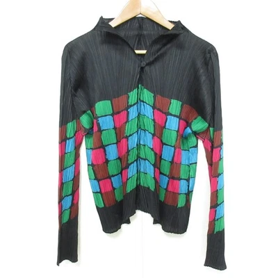 PLEATS PLEASE Issey Miyake Colorful Block Cardigan Size 3 Multicolor Women USED - Image 1 of 4