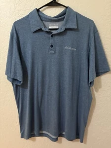 Heathered Blue Short Sleeve Columbia Polo Omni Wick Men’s Large - Picture 1 of 1