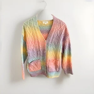 Cárdigan Suéter Chic Soul Mezcla de Lana Arco Iris Tejido con Cable Abuela 1X - Imagen 1 de 10