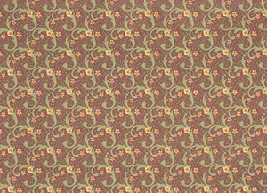 Dollhouse Wallpaper Brodnax Victorian Ravenhurst Maroon and Green 1:12 Scale - Picture 1 of 4