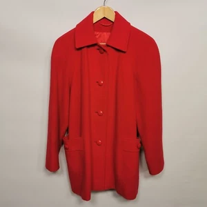 ~ Aquascutum ~ reine Schurwolle ~ roter Damenmantel mit Knopfleiste ~ Grube zu Grube 21 Zoll ~ - Bild 1 von 15