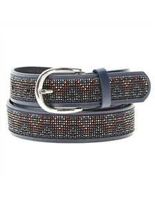 Kiabi Cinturón S DE DONNA Pequeño 80CM X 2CM Azul Finta Piel Hebilla Strass - Bild 1 von 5