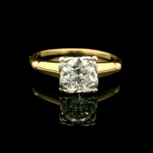 Vintage Solid Gold GIA 1.04ct Old Cut Diamond Solitaire Milgrain Engagement Ring - Picture 1 of 11
