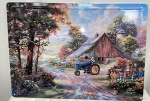 Beautiful Thomas Kinkade Tractor Farm Barn Plantation Metal Aluminum Sign - Picture 1 of 7