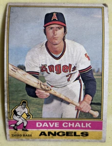1976 Topps Dave Chalk Card #52 Angels 3B Low-Grade PR/FR O/C Creased & Stained - Picture 1 of 2