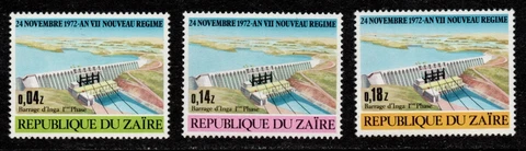 Zaire, Republic of, Scott 790-792 Completion first section Inga Dam MNH L1 Cover