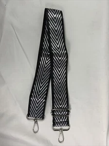 Silver/Black Chevron Style Bag Straps ( 42" Total Length) - Picture 1 of 4