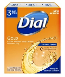 Dial Antibacterial Deodorant Bar Soap Advanced Clean Gold 4 oz 3 Bars - Picture 1 of 7