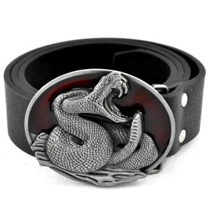 Vogue Mens Leather Belt Belts Western Cowboy 3D Snake Metal Designer Belt Buckle