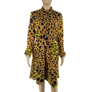 Marie Mero Donna Marrone Animalier Maniche Lunghe Camicia Abito Taglia Eu 38 UK - Foto 1 di 9