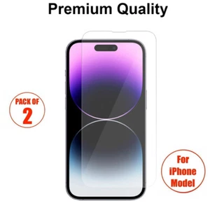 2 Pcs Screen Protector Apple iphone Tempered Glass For 13/14/15/16 Pro Max/Plus - Picture 1 of 14