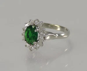 Anillo de mujer con circonia y turmalina plata 925 / talla 54 - Imagen 1 de 4